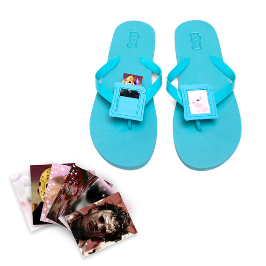 Volt Blue Frameflops worn with Creepy n Cute images